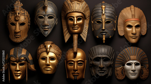 Masks from different historical eras - from Ancient Egypt to the 20th century