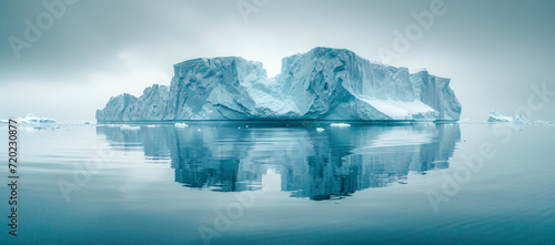 Iceberg in Arctic Ocean with Seascape with Ice Glaciers Wallpaper Background Poster Illustration Digital Art Cover Card © Korea Saii