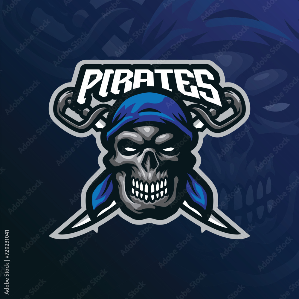 Pirates mascot logo design vector with modern illustration concept style for badge, emblem and t shirt printing. Pirates head illustration for sport and esport team.