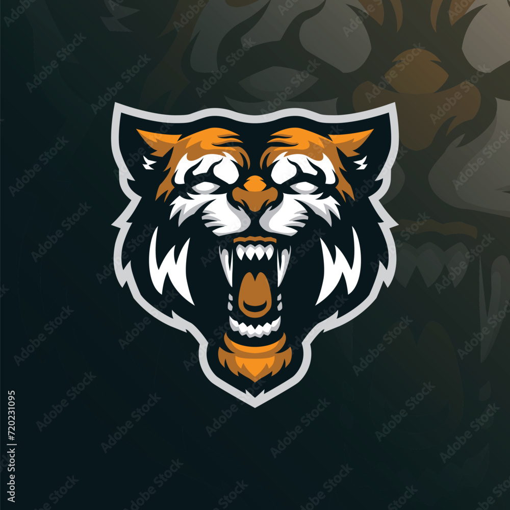 Tiger mascot logo design vector with modern illustration concept style for badge, emblem and t shirt printing. Head tiger illustration for sport and esport team.