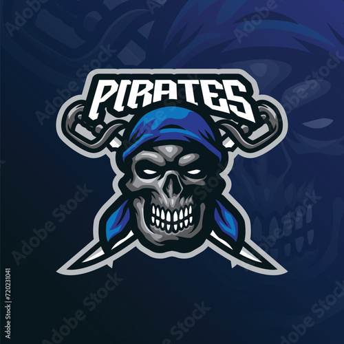 Pirates mascot logo design vector with modern illustration concept style for badge, emblem and t shirt printing. Pirates head illustration for sport and esport team.