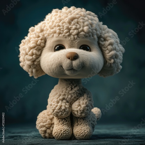 Poodle, 3d, clay, black background