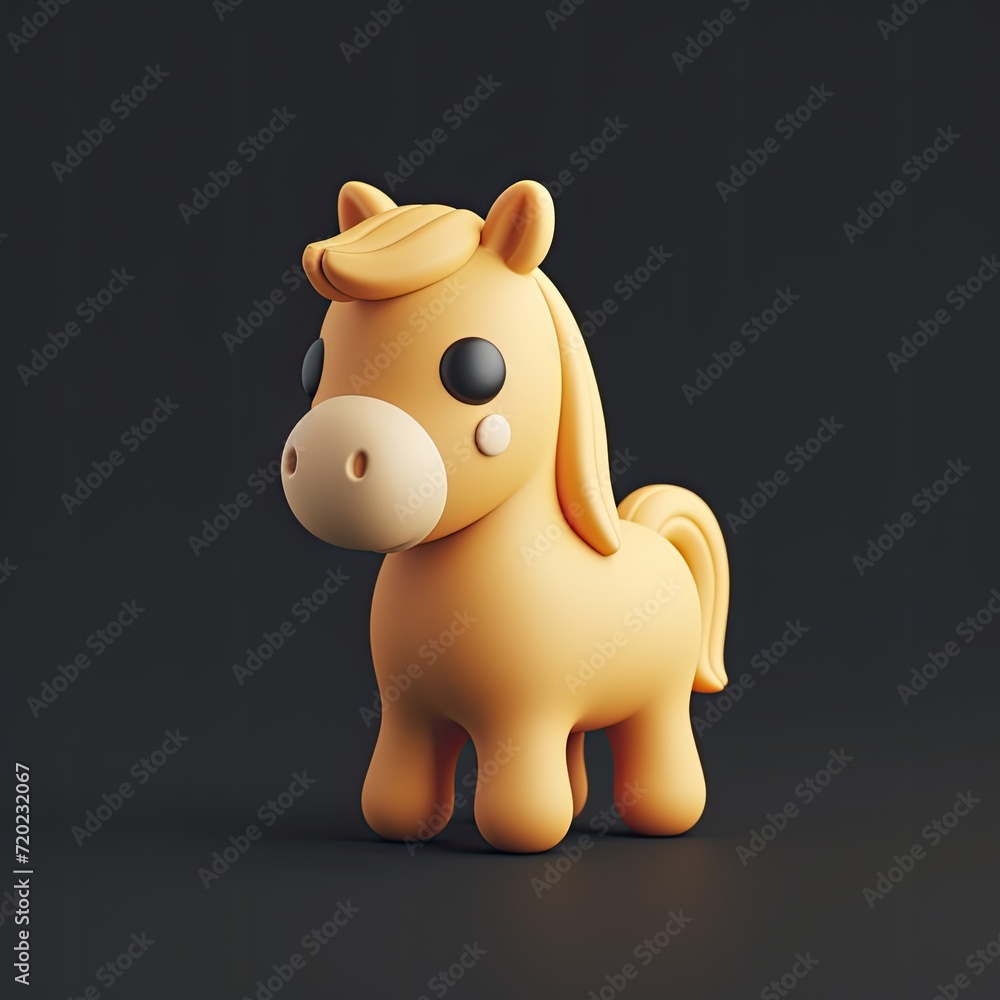 Horse, 3d, clay, black background Horse, 3d, clay, black background