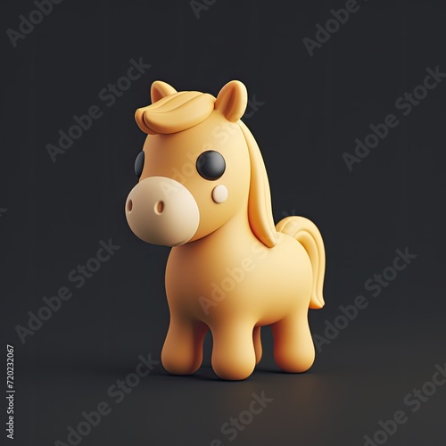 Horse  3d  clay  black background
