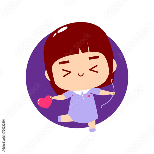 Cute girl holding heart with love