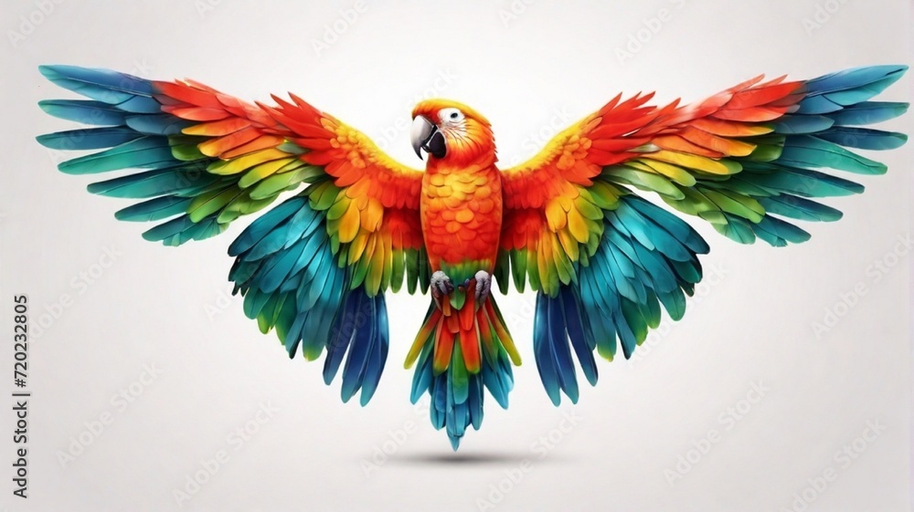 Fototapeta premium parrot and wings with isolated white background