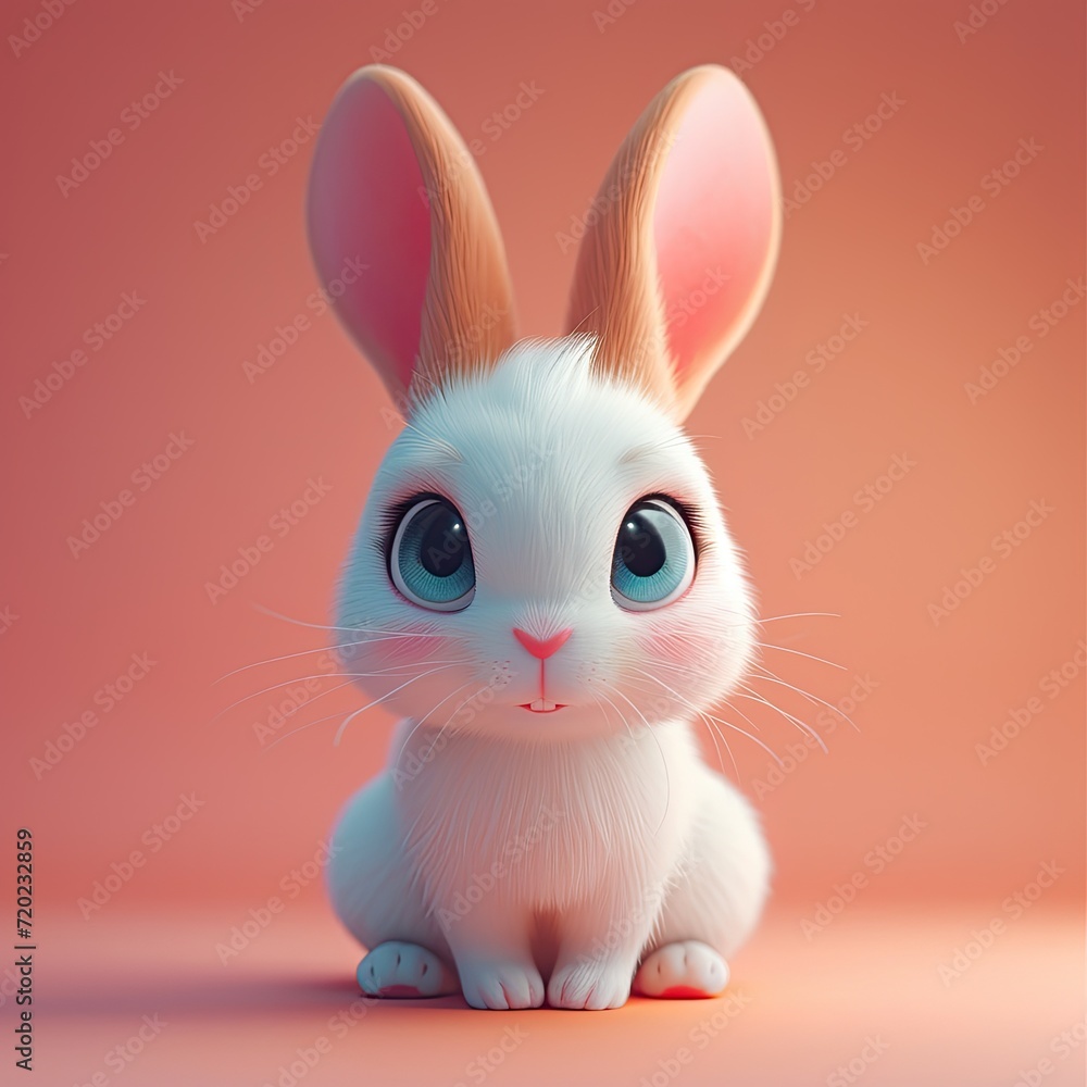 Obraz premium Cute Rabbit, blue eyes, front view