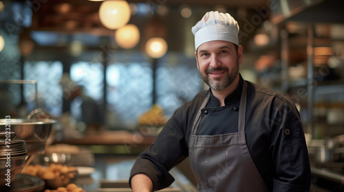 Professional chef working in restaurant kitchen