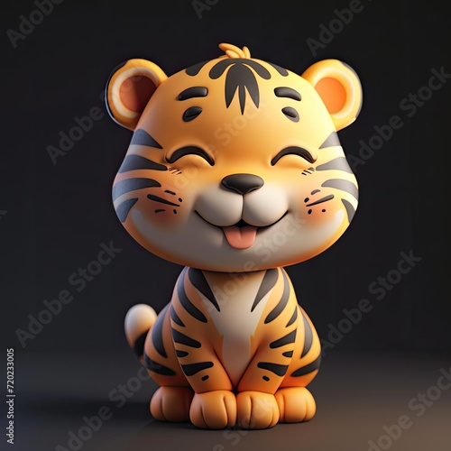 Cute Tiger  3d  front view