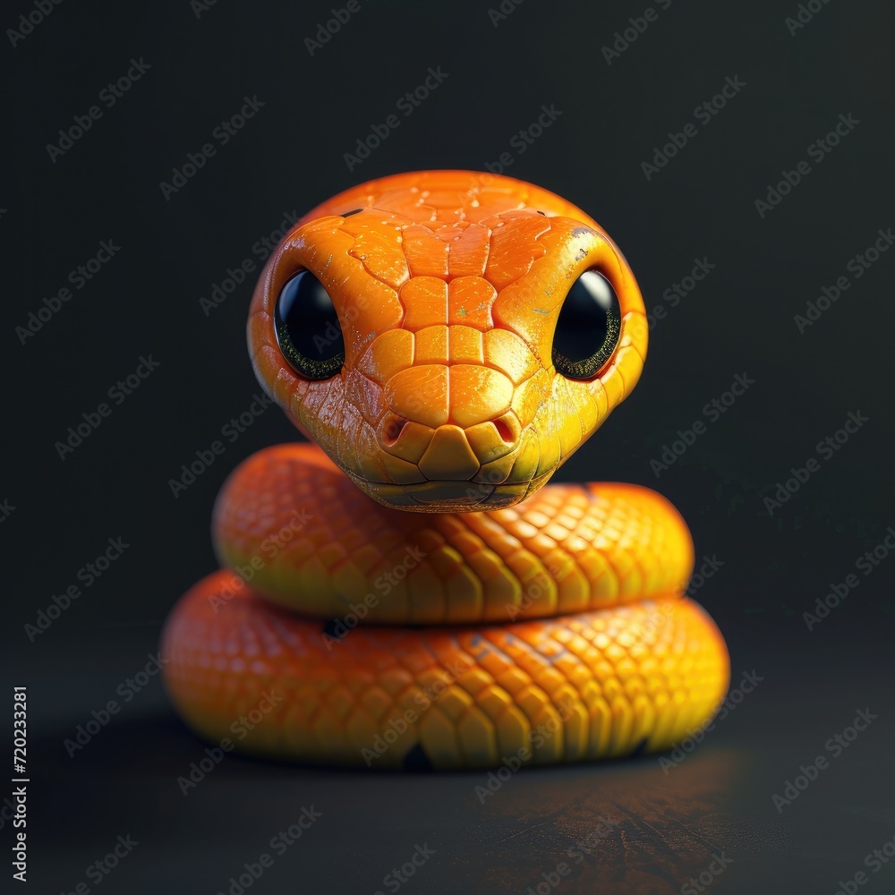 Fototapeta premium Snake, 3d, clay, black background