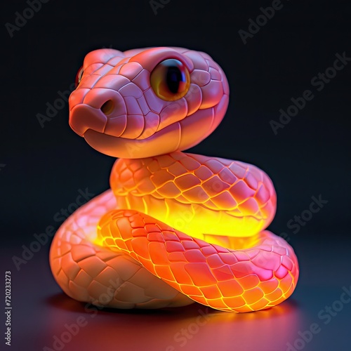 Snake, 3d, clay, black background