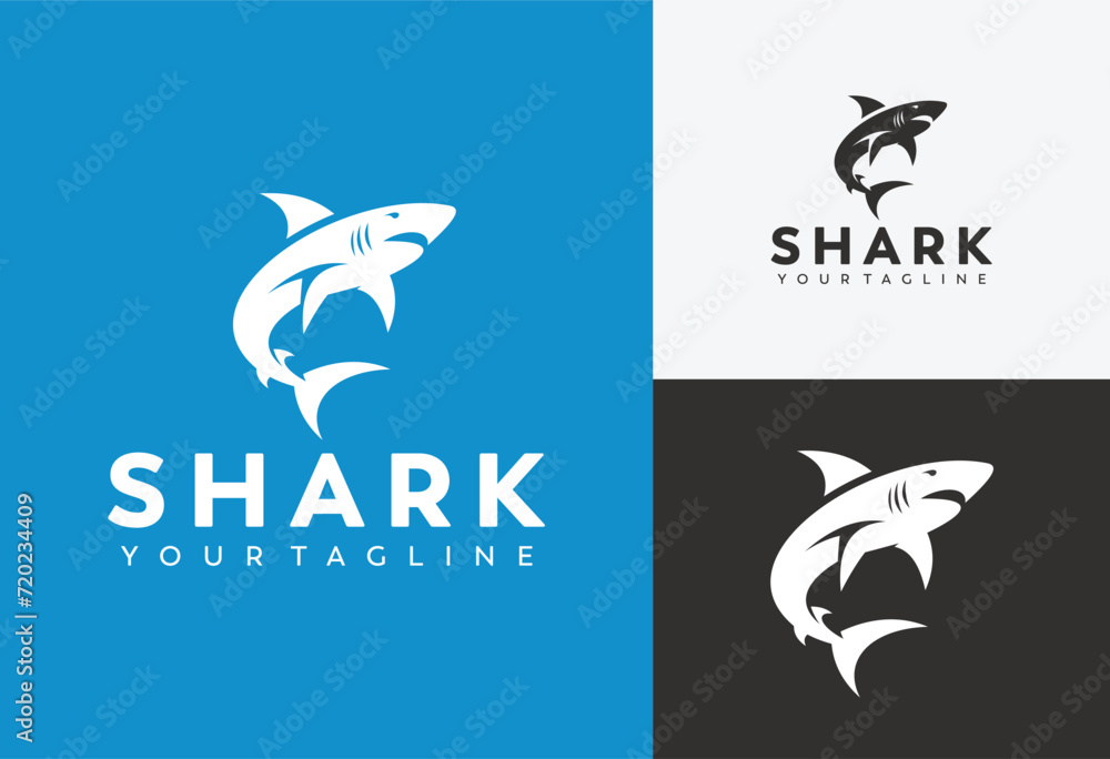 Naklejka premium shark logo vector icon illustration