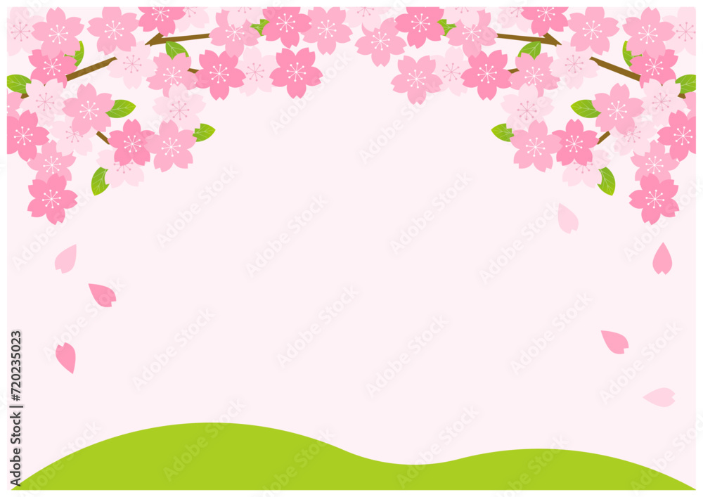 桜の花が美しい春の桜フレーム背景21
