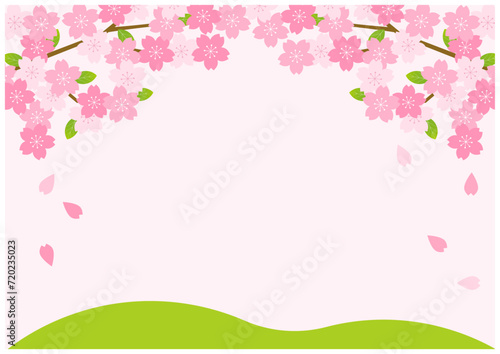 桜の花が美しい春の桜フレーム背景21
