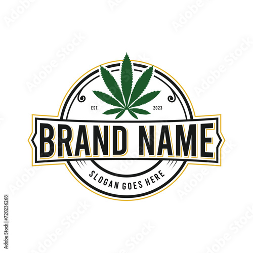 medical cannabis emblem, logo . classic vintage style