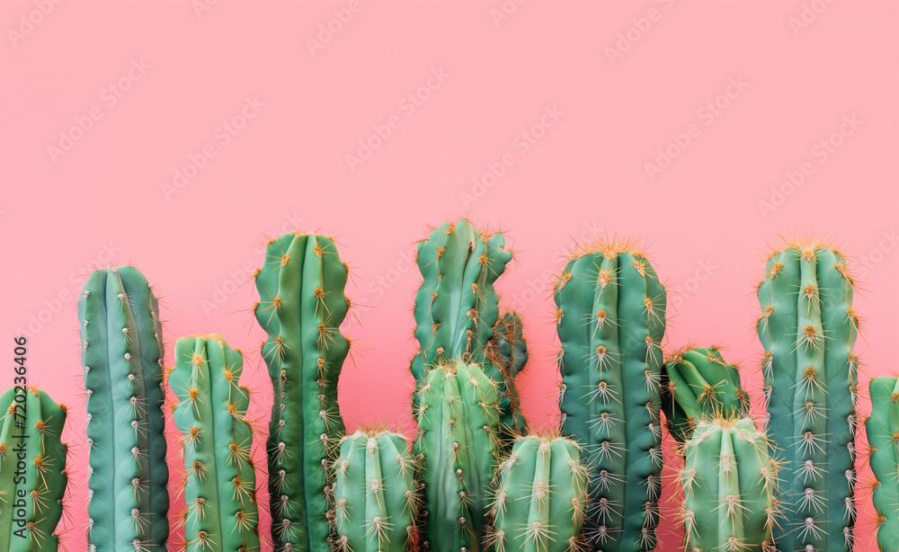 Green cactus on a pastel pink background. Green cactus on a pastel pink background.