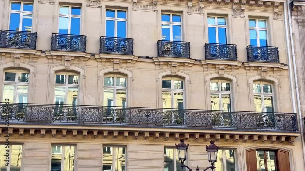Architecture in central Paris. Haussmannian - real estate immo property in central part of the city near Champs Elysee - large French balconies Architecture in central Paris. Haussmannian - real estate immo property in central part of the city near Champs Elysee - large French balconies