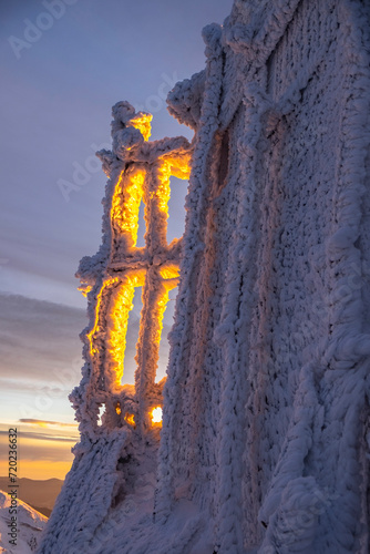 sunrise in the Ukrainian Carpathians on Mount Pip Ivan Chornohirskyi photo