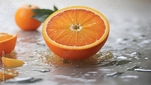 Composition with oranges on wooden table