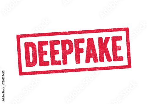 Vector illustration of the word Deepfake in red ink stamp
