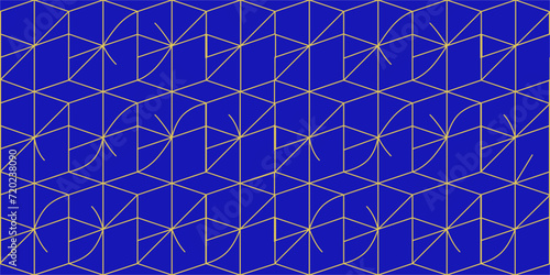 Patrón vector de geometría abstracto. Fondo azul geométrico moderno con textura dorada sin figuras para impresión o textil.