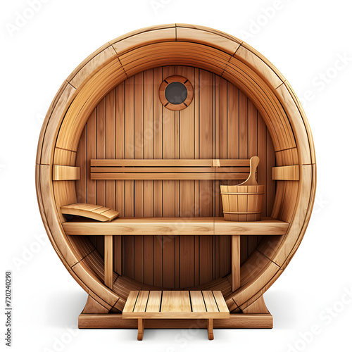 Sauna relaxation and wellness isolated on white background, png
