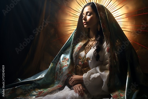 Devotee's Reverent Devotion to the Virgen de Guadalupe photo