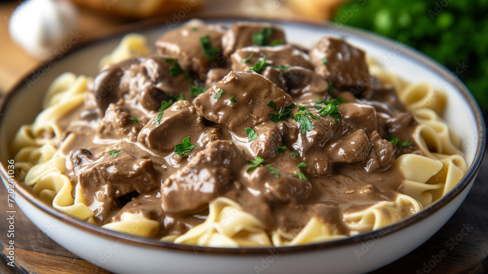 Dinner Delight: A Hearty Serving of Beef Stroganoff