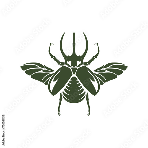 horned beetle illustration in silhouette style