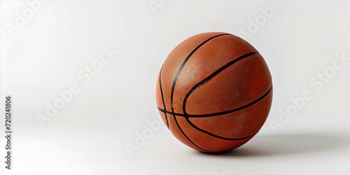 Orange basketball on white background ready for action. simple and clean design. perfect for sports pieces. AI © Irina Ukrainets