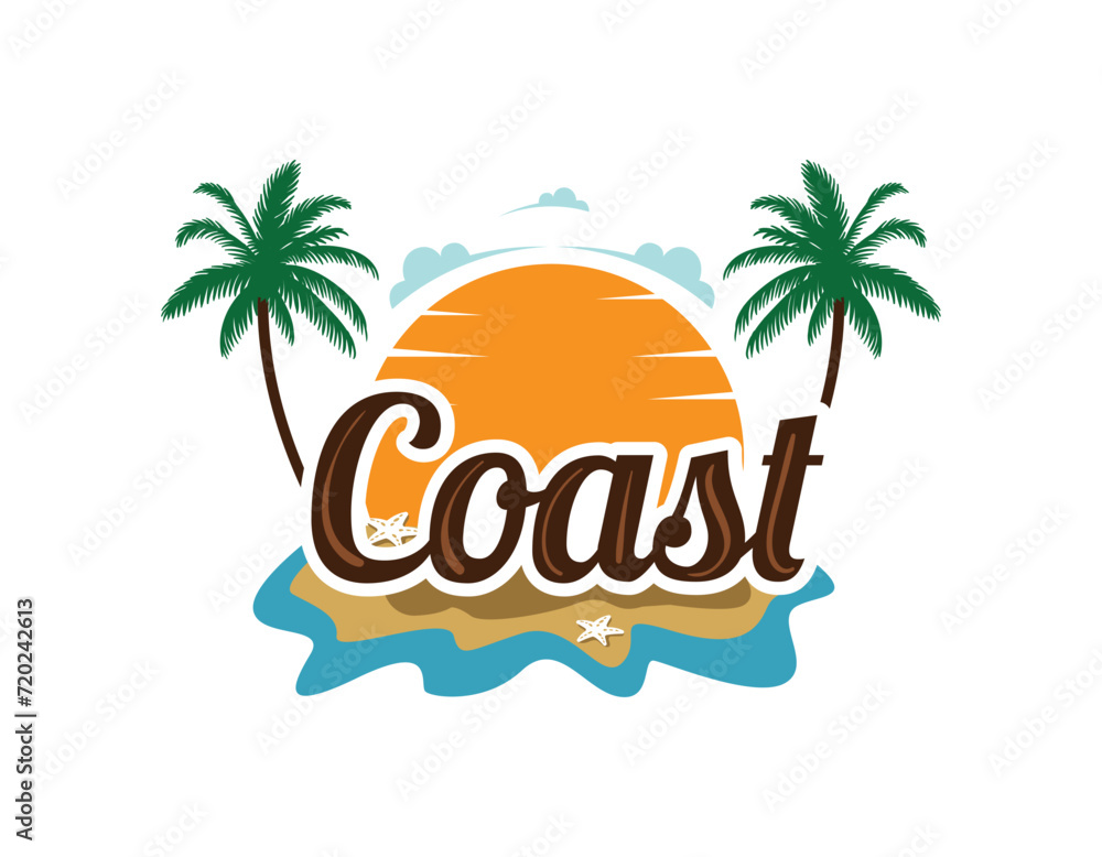 Beach Sea Sunset Business Related Logo Design Template