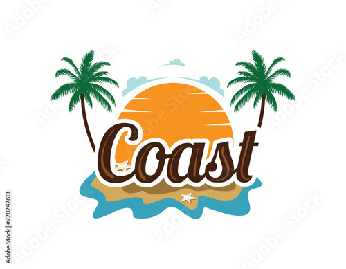 Beach Sea Sunset Business Related Logo Design Template