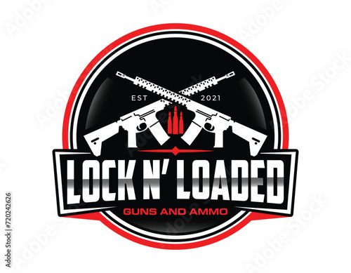 Black Red Gun Store Ammo Business Logo Design Template