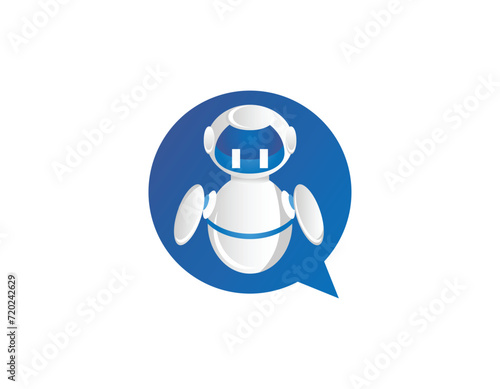 Blue Chat Robot Technology Logo Design Template