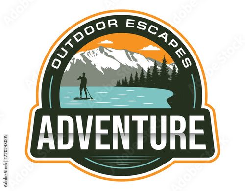 Circle Lake Adventures Emblem Logo Design Template