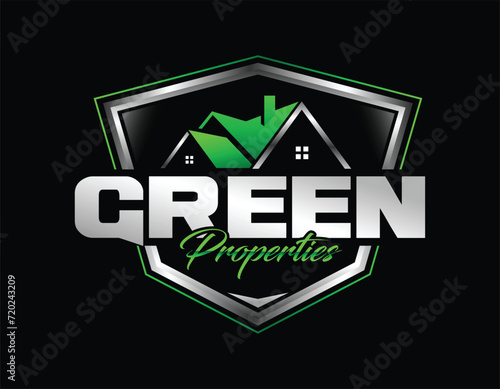Green Real Estate Business Home Logo Design Template