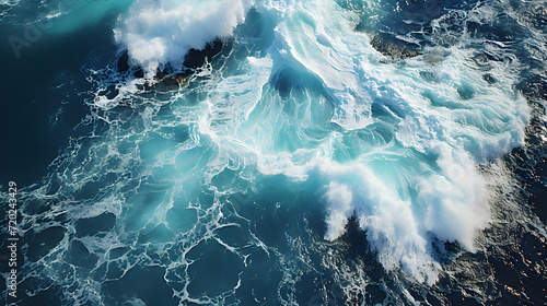 Powerful foamy sea waves ro...