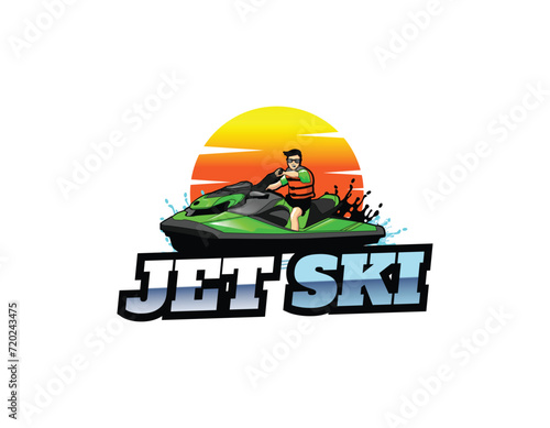 Jet Ski Sport Holiday Logo Design Template