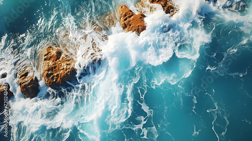 Powerful foamy sea waves ro...