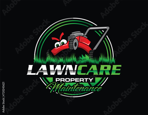 Lawn Care Emblem Business Logo Design Template