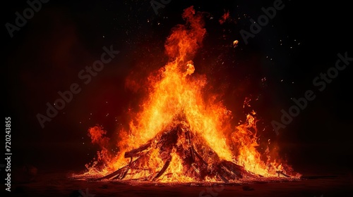 Bonfire with high flames
