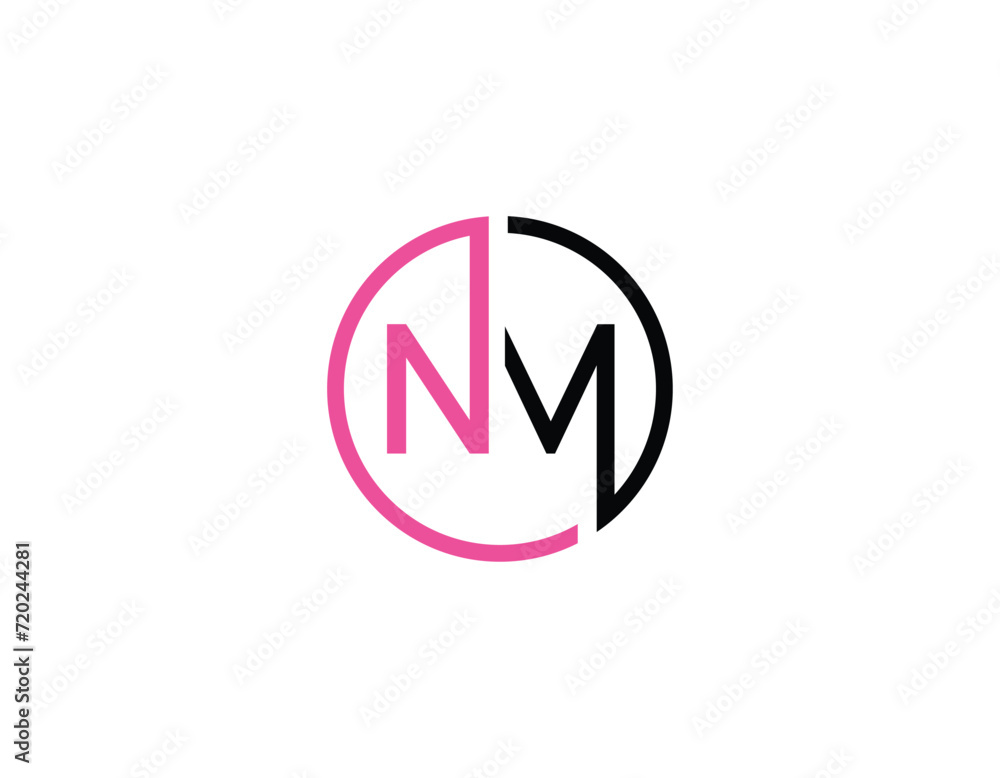 Simple Rounded Initial Letter NM Logo Design Template Simple Rounded Initial Letter NM Logo Design Template