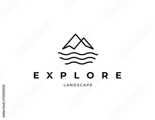 Simple Monogram Landscape Logo Design Template