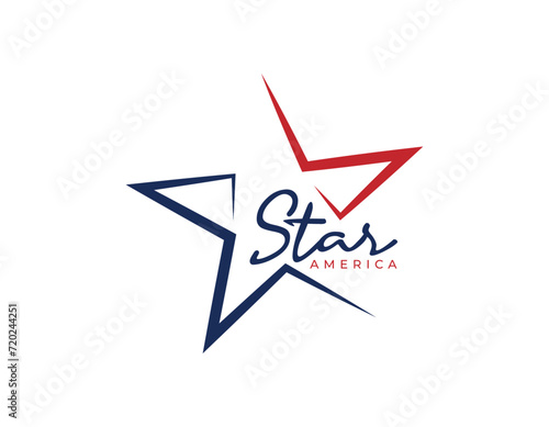 Simple Red Blue Star Logo Design Template