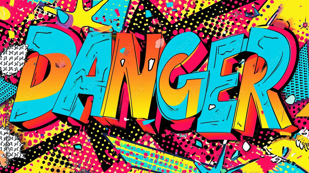 Fototapeta premium danger colourful pop art comic text