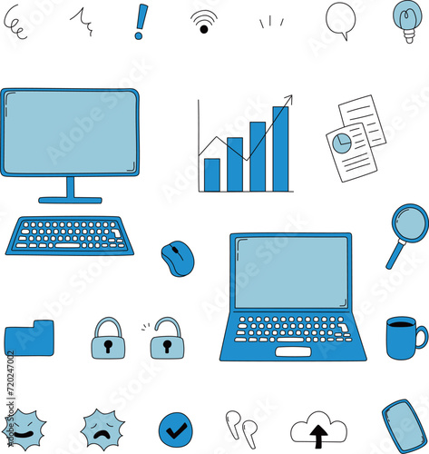 手描きのパソコン・アイコンセット