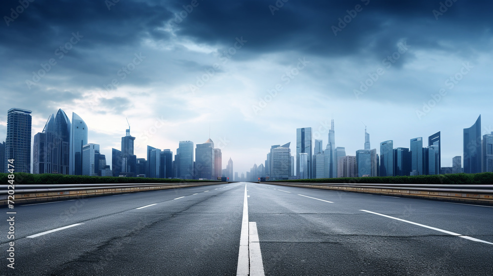 Fototapeta premium asphalt road and modern city
