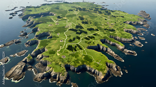 Aerial view of green woods ...