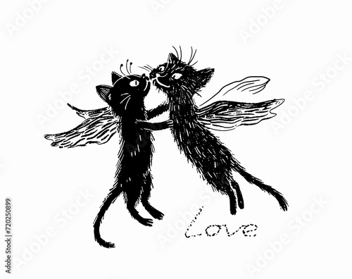 Cat  Love I love you darling sweet charm kiss your heart Happy Valentine s Day