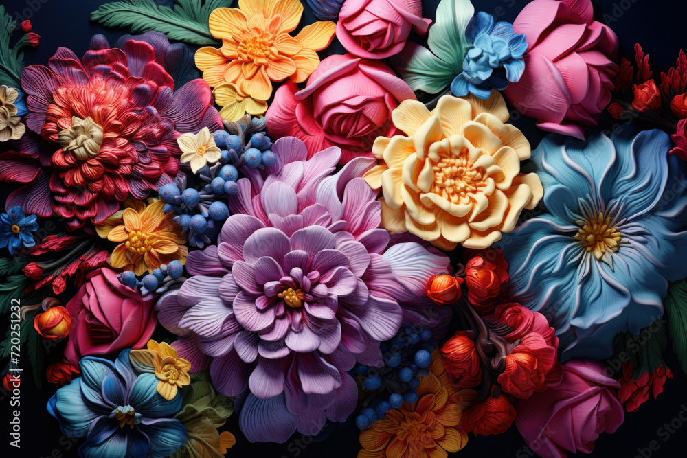 Colorful background. View of multicolor flowers. Beautiful dahlia flowers as background. Summer flowers is genus of plants
